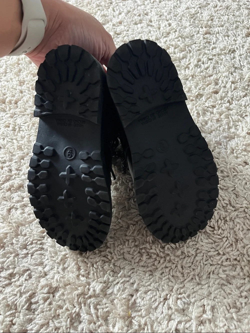 Old Navy Black Lace-Up Kids Combat Boots with Multicolor Laces